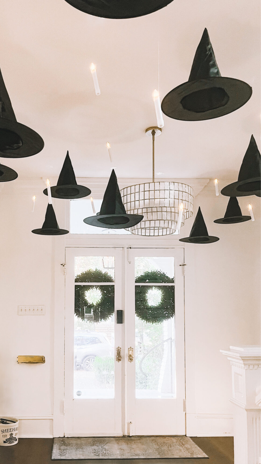 Floating Witch Hats – 12 Pack Hanging Halloween Decorations for Indoor & Outdoor Spooky Decor