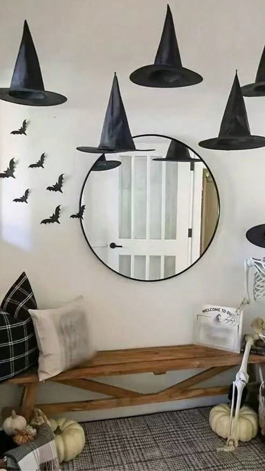Floating Witch Hats – 12 Pack Hanging Halloween Decorations for Indoor & Outdoor Spooky Decor