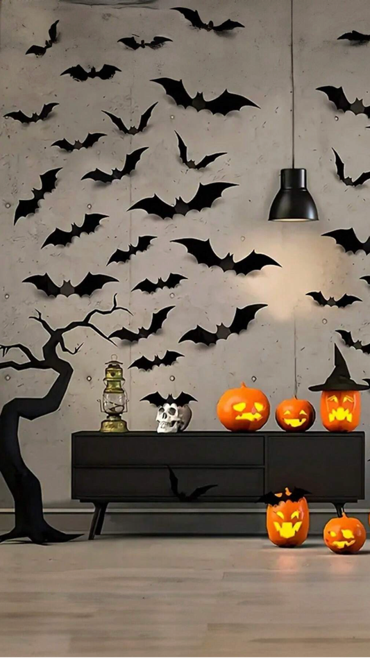 3D Wall Bats – 60 Piece Halloween Bat Decorations for Spooky Walls, Windows & Party Decor